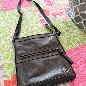 The Sak black Leather Crossbody with Zip Pocket